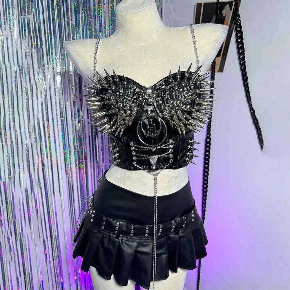 Rivet Skull Bustier Top