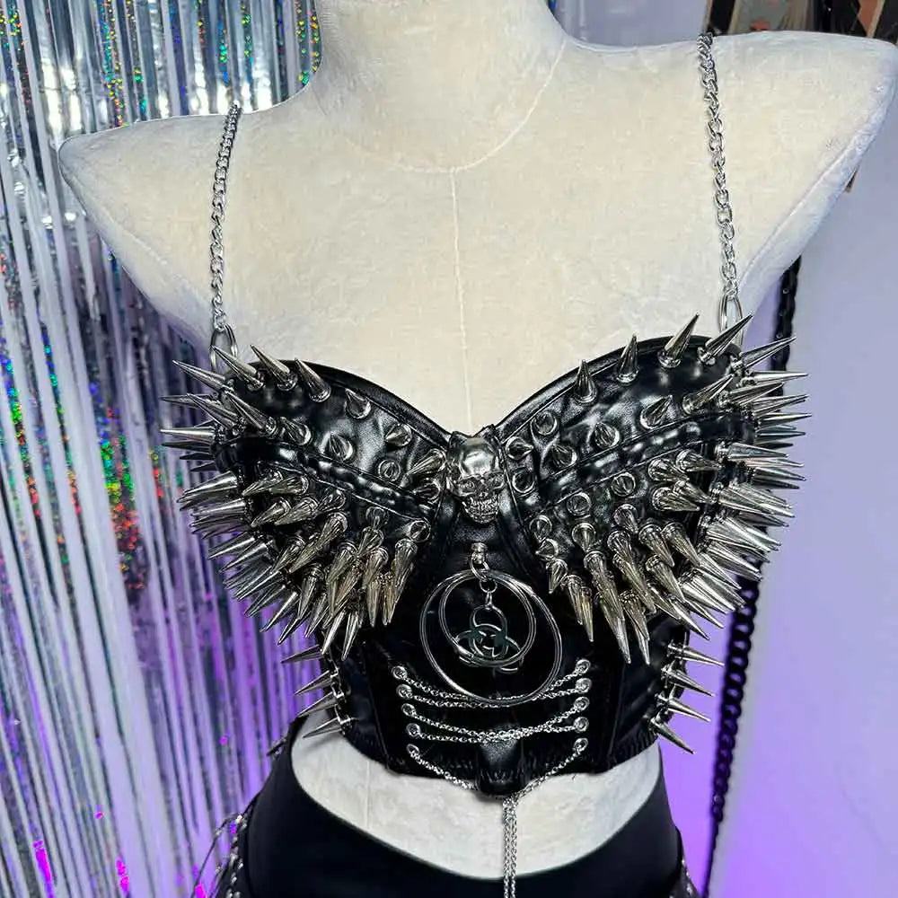 Rivet Skull Bustier Top