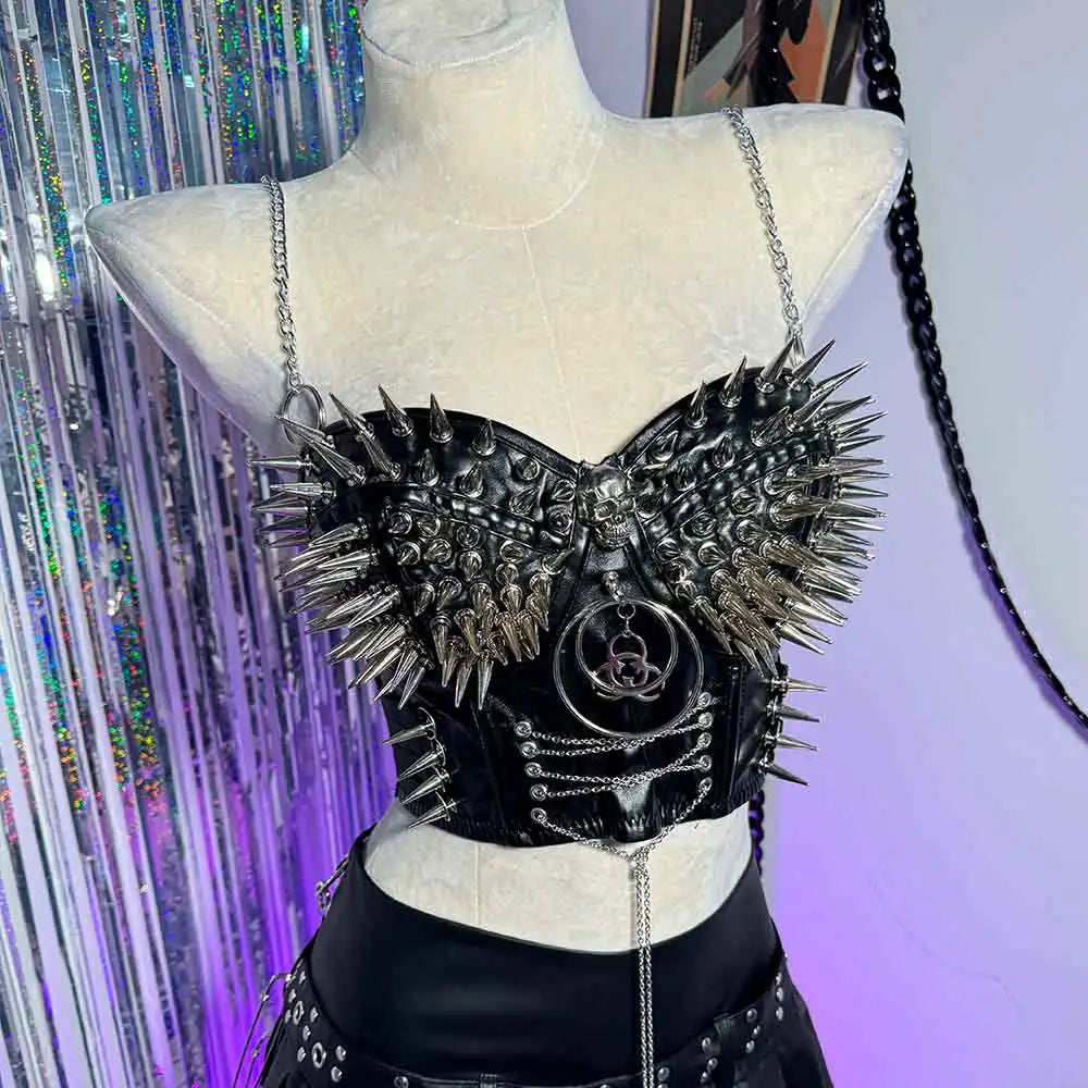 Rivet Skull Bustier Top