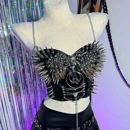 Rivet Skull Bustier Top