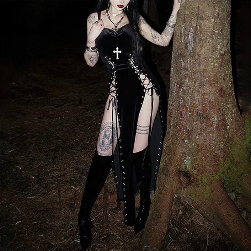 Velvet Split Strap Dress