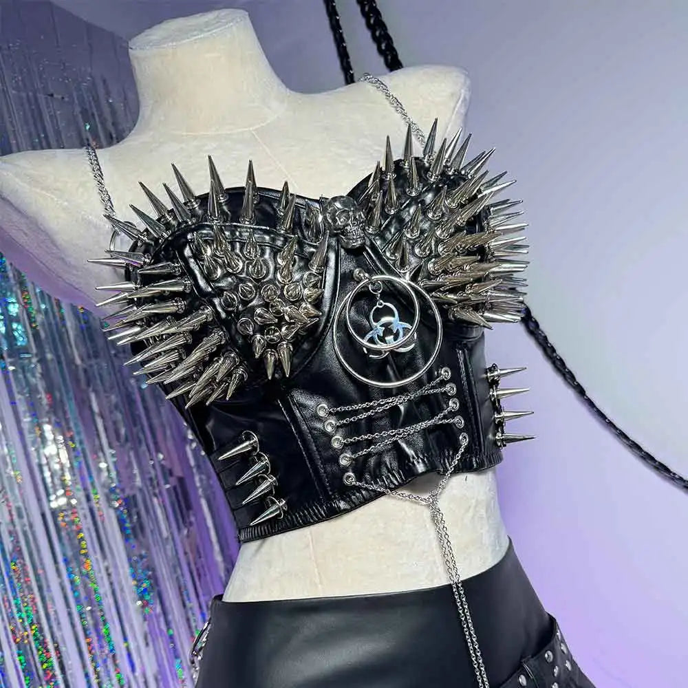 Rivet Skull Bustier Top