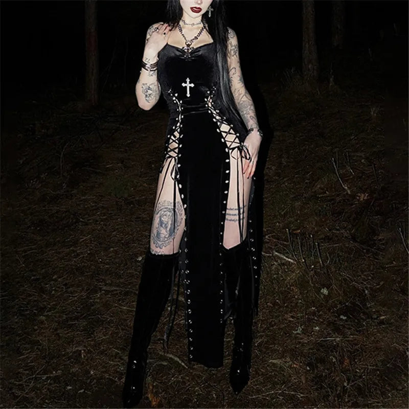 Velvet Split Strap Dress