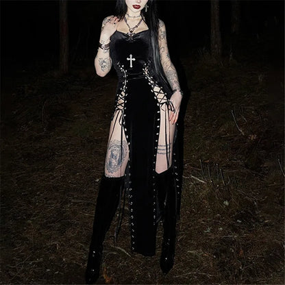 Velvet Split Strap Dress