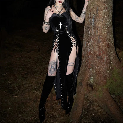 Velvet Split Strap Dress