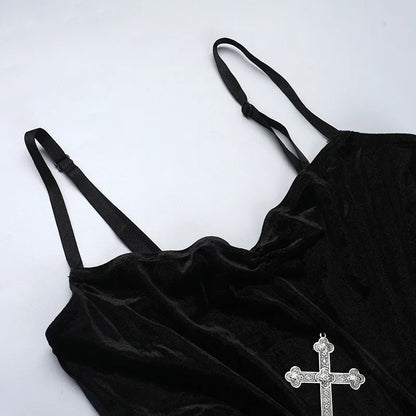 Velvet Split Strap Dress