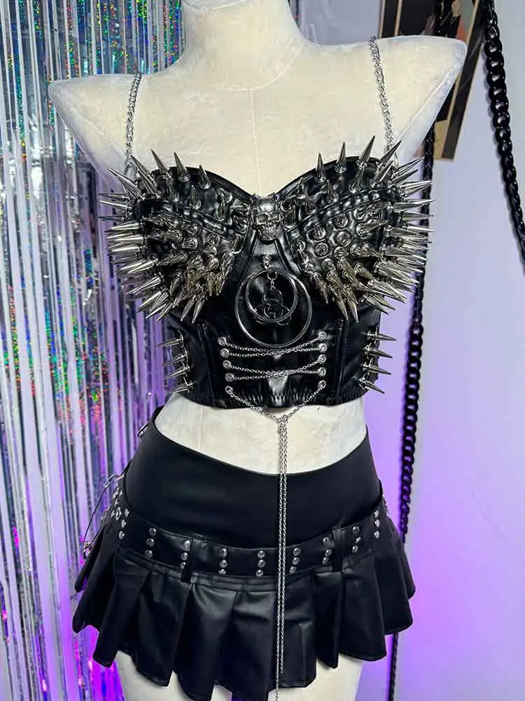 Rivet Skull Bustier Top