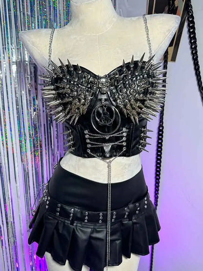 Rivet Skull Bustier Top
