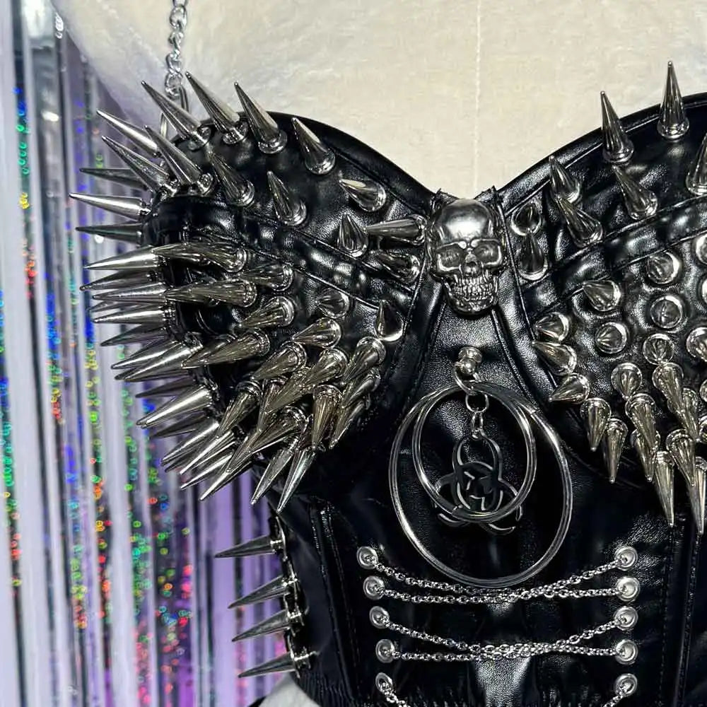 Rivet Skull Bustier Top