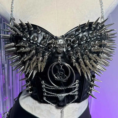 Rivet Skull Bustier Top