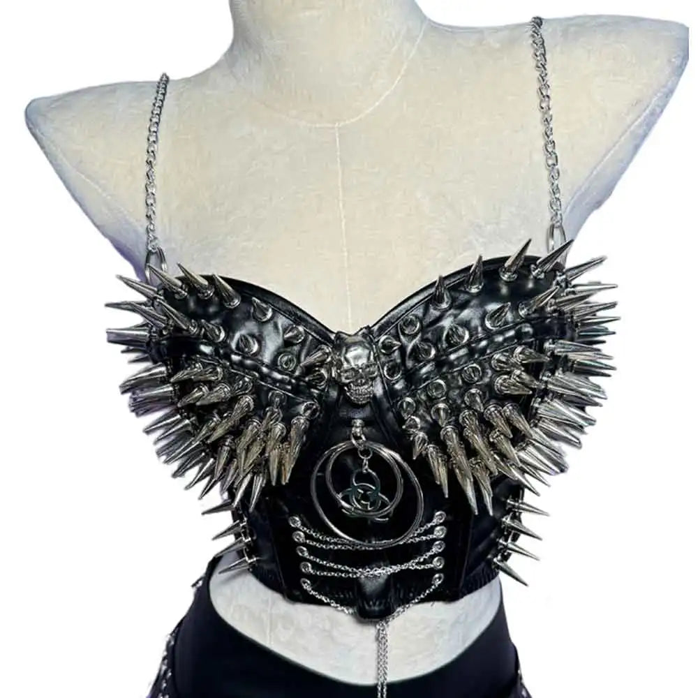 Rivet Skull Bustier Top
