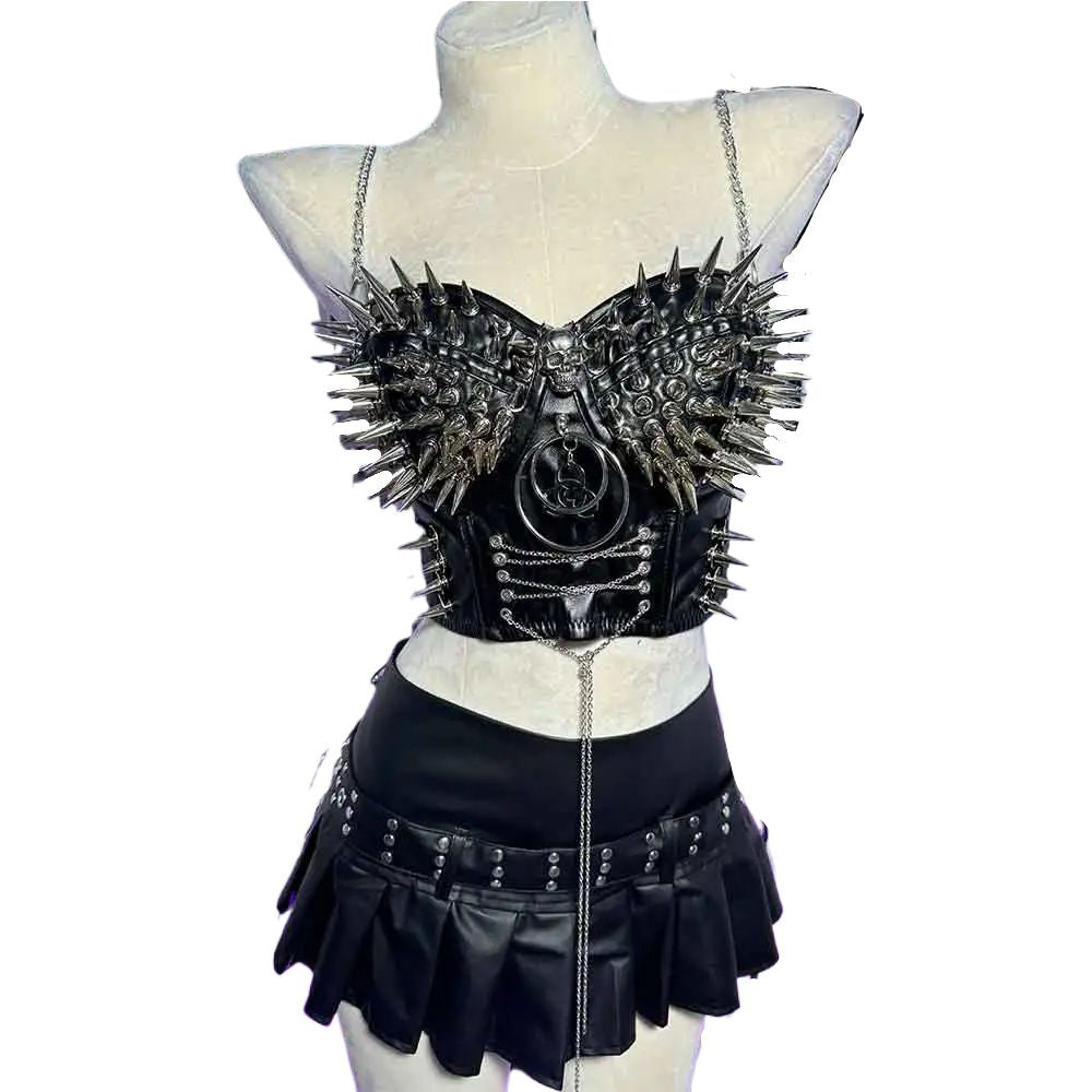 Rivet Skull Bustier Top