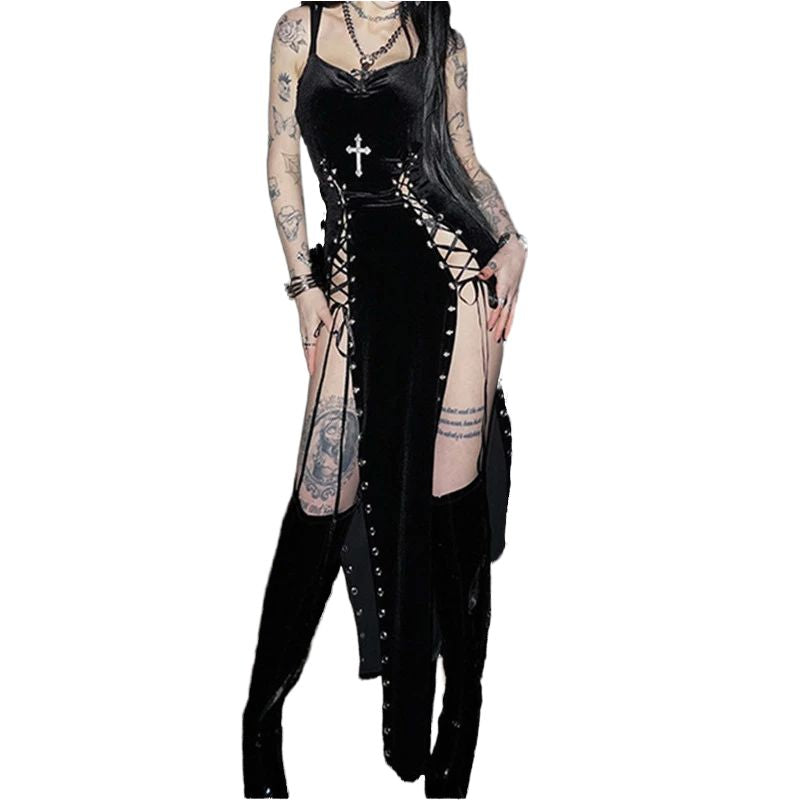 Velvet Split Strap Dress